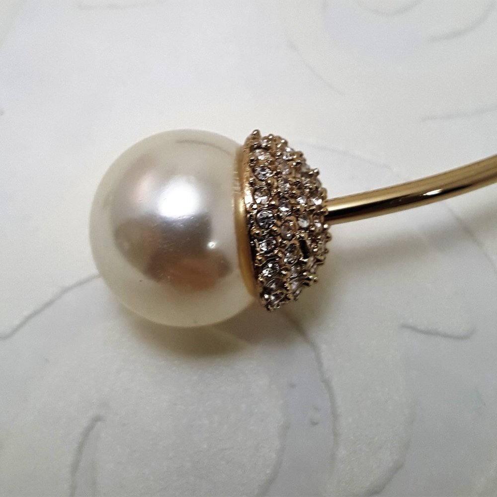 EXPRESS GOLD TONE FAUX PEARL CHOKER NECKLACE - Picture 4 of 4